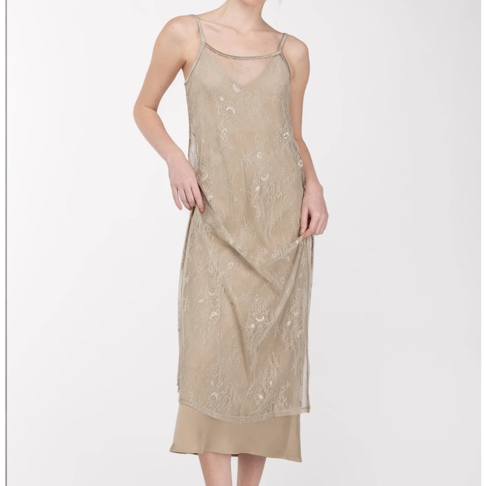 OAK + FORT Sheer Stone Midi Dress